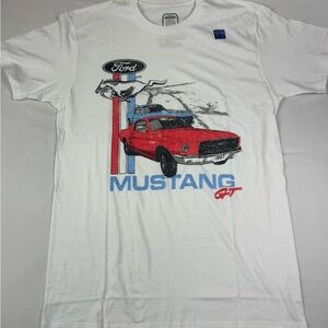 Ford Mustang GT White and Red Graphic Tee
